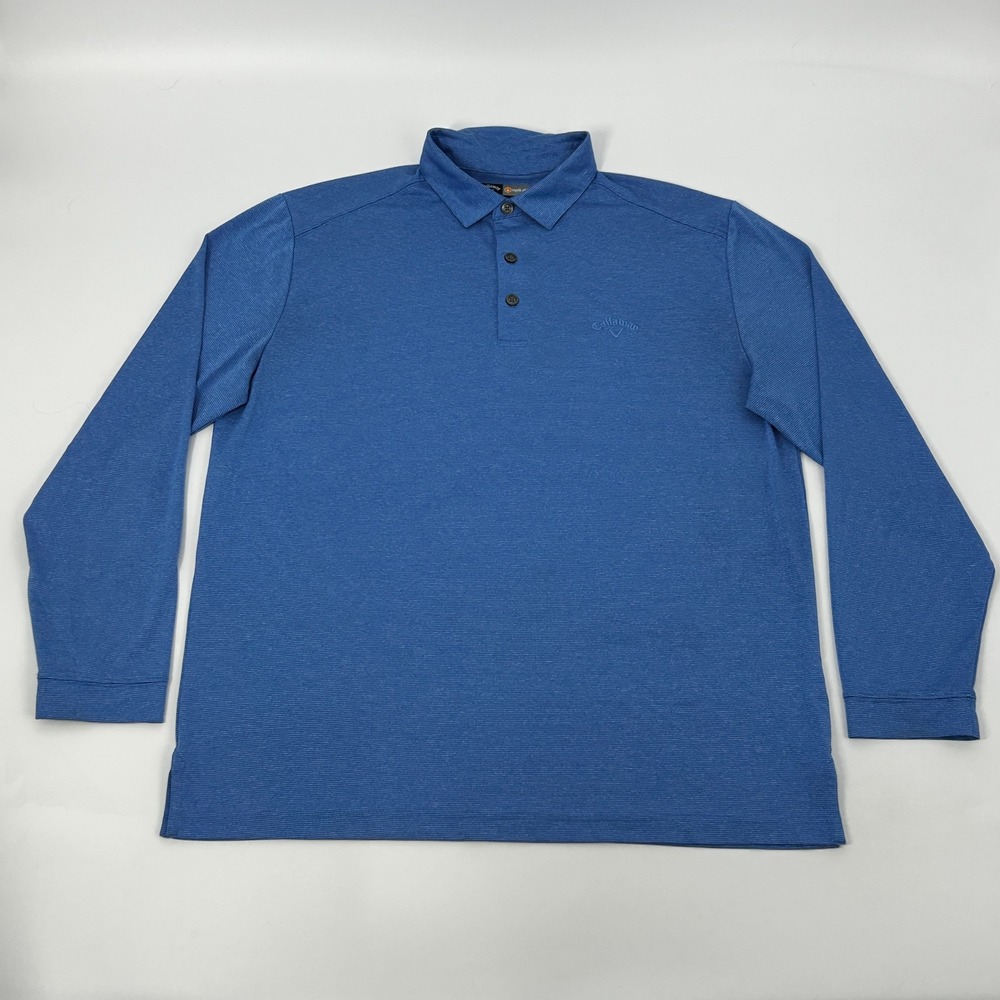 Callaway Opti-Dri Shirt Mens Large Blue Long Sleeve Polo Performance Golf